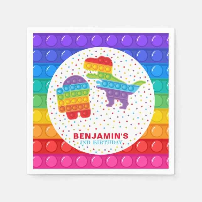 Pop It Boy Birthday Personalised Colourful  Napkin (Front)