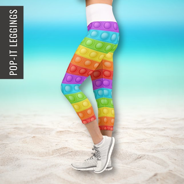 Pop-it colourful Active Sport Stretch Pilates Yoga Capri Leggings (Creator Uploaded)