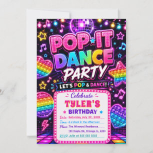 Pop It Dance Birthday Party Invitation