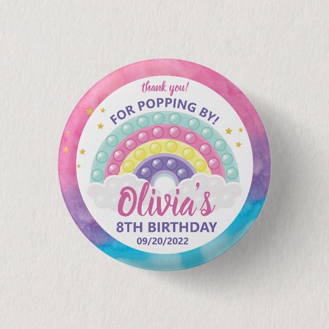 Pop it fidget birthday party  3 cm round badge (Front)