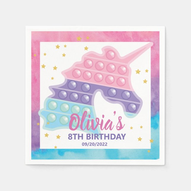 Pop It Fidget Birthday Party Napkin (Front)