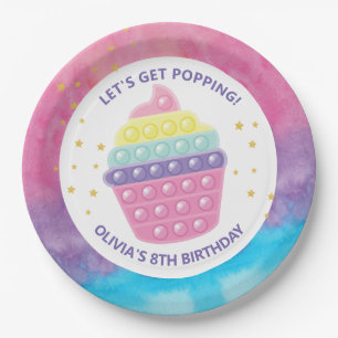 Pop it fidget birthday party paper plate
