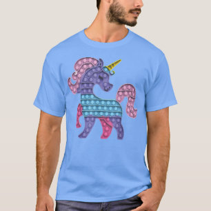Pop it Fidget Game Unicorn Rainbow colourful for g T-Shirt