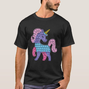 Pop It Fidget Game Unicorn Rainbow Colourful For G T-Shirt