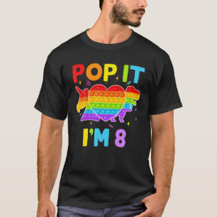 Pop It I'm 8 Birthday Girl Pop Fidget Toys Graphic T-Shirt