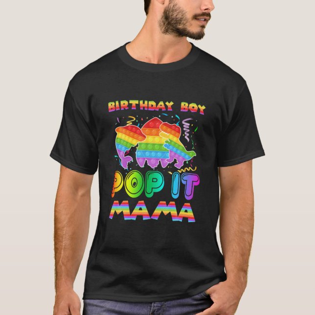 Pop It Mama Of The Birthday Boy Pop It Shark Dinos T-Shirt (Front)