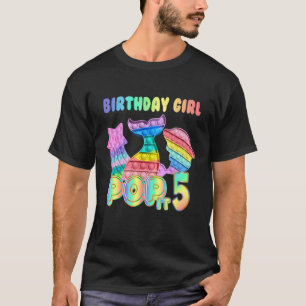 Pop It Mermaid Birthday Girl Fidget Toy 5th Birthd T-Shirt