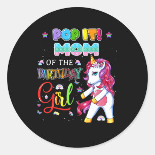 Pop It Mum of the Birthday Girl Fidget Family Matc Classic Round Sticker