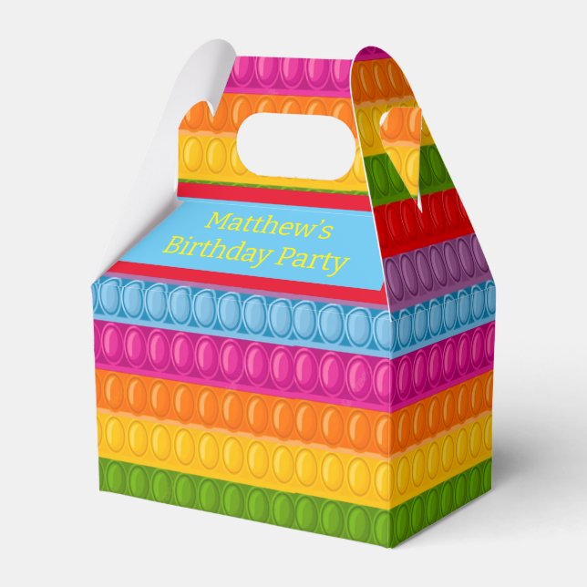 Pop it Rainbow Colourful Birthday Party Favour Box (Front Side)