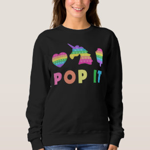 Pop it Unicorn Heart Ice Cream Fidget Boys Girls C Sweatshirt