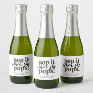 Pop It When She Pops Baby Shower Favour Sparkling Wine Label