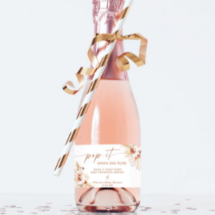 Pop It When She Pops Baby Shower Favour Sparkling Wine Label