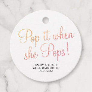 Pop it when She Pops Baby Shower Favour Tags