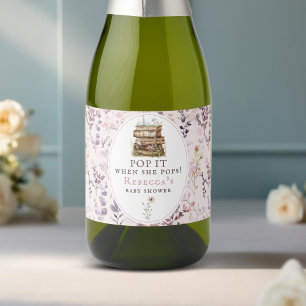 Pop it when she pops! Baby Shower Sparkling Wine Label