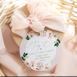 Pop it when she pops blush floral favour tags