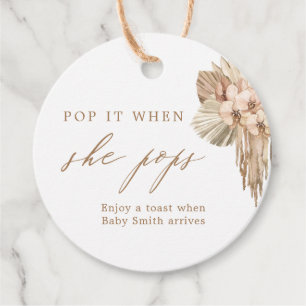Pop It When She Pops Bohemian Baby Shower Favour Favour Tags