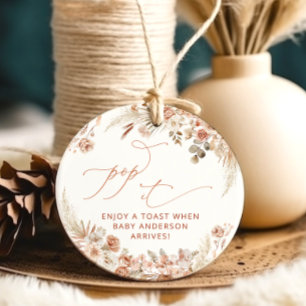 Pop It When She Pops Boho Pampas Grass Favour Tags