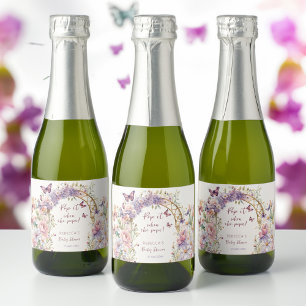 Pop it when she pops butterflies baby shower sparkling wine label