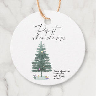 Pop it when she pops elegant Christmas tree Favour Tags