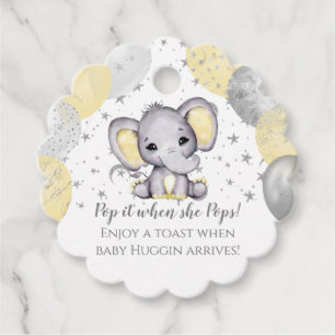 Pop It When She Pops Elephant Baby Shower Favour Tags