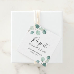 Pop It When She Pops Eucalyptus Baby Shower Favour Tags