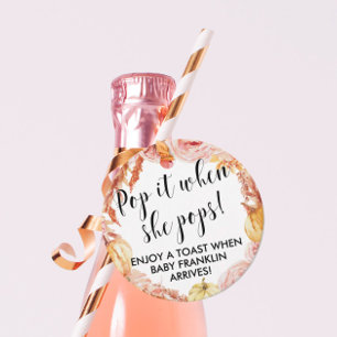 Pop it when she pops Fall Baby Shower Favour tags
