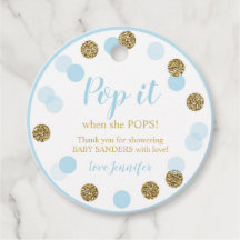 Pop it when she Pops Favour Tags Baby Boy Blue