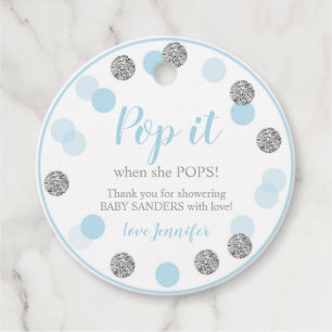 Pop it when she Pops Favour Tags Baby Boy Blue
