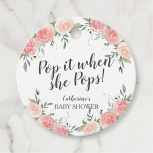 Pop it when She Pops Floral Baby Shower Favour Tag