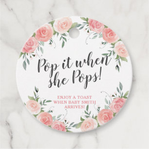 Pop it when She Pops Floral Baby Shower Favour Tag