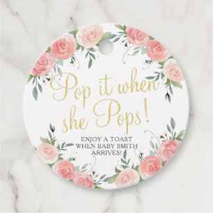 Pop it when She Pops Floral Baby Shower Favour Tag