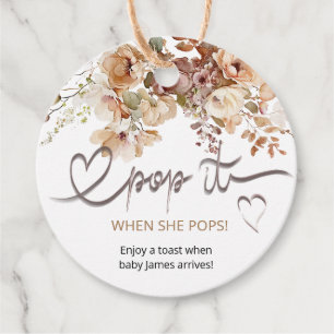 Pop It When She Pops Floral Baby Shower Favour Tags