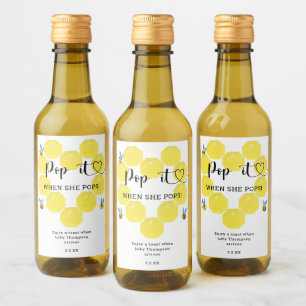 Pop it When She Pops Honey Bee Baby Shower Wine Label