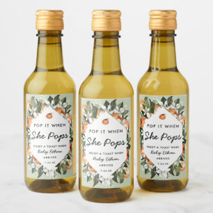Pop it When She Pops Little Cutie Baby Shower Wine Wine Label