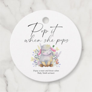 Pop it when she pops - little lamb - favour tags