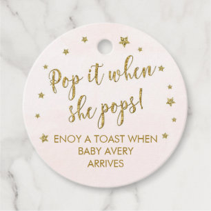POP IT when she pops mini wine bottle tags, favour Favour Tags