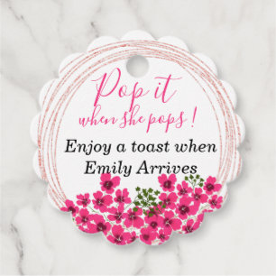 Pop it When She pops pink floral Favour Tags