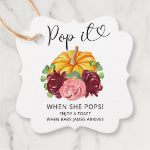 Pop it when she pops pumpkin favour tags