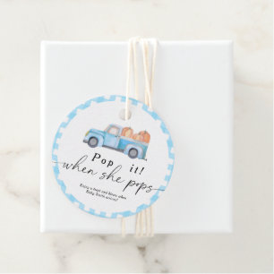 Pop it when she pops - Pumpkin truck - Favour Tags