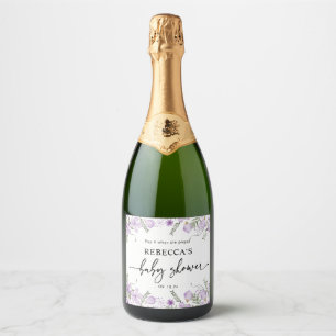 Pop It When She Pops Purple Baby Shower Favour Sparkling Wine Label