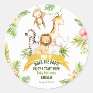 Pop it When she Pops Safari Animals Classic Round Sticker