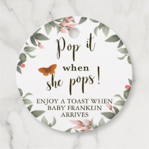 Pop It When She Pops Woodland Baby Shower Favour Tags