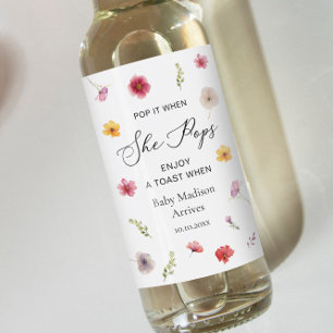 Pop It Wildflower Baby Shower Champagne Wine Label