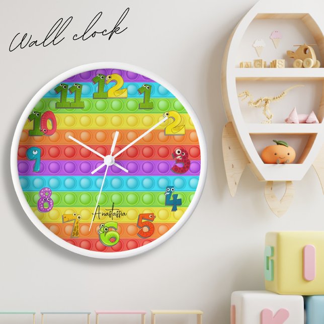 Pop-it with your name colourful kids room Wall Clock (Creator Uploaded)