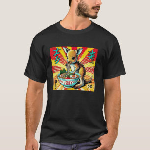 Pop Japanese Art Noodle Lover Cute Kangaroo Joey R T-Shirt
