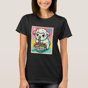 Pop Japanese Art Postage Stamp Cute Lamb Sheep Ram T-Shirt
