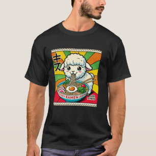 Pop Japanese Art Postage Stamp Cute Lamb Sheep Ram T-Shirt