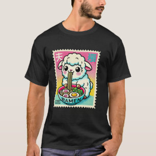 Pop Japanese Art Postage Stamp Cute Lamb Sheep Ram T-Shirt