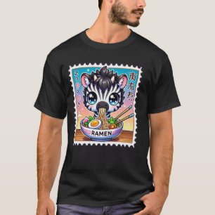 Pop Japanese Art Postage Stamp Cute Zebra Foal Ram T-Shirt