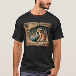 Pop Japanese Cave Art Postage Stamp Cute Fawn Deer T-Shirt